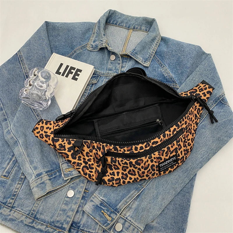 Sac banane léopard anti-vol en toile