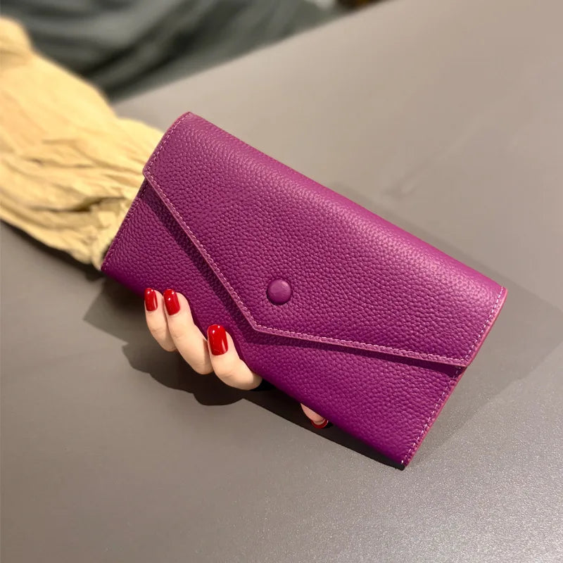 Pochette en cuir tendance pour femme Orange-Gris-Vert-Rose-Kaki-Jaune-Noir-Rouge-Pourpre-ShopGET® 