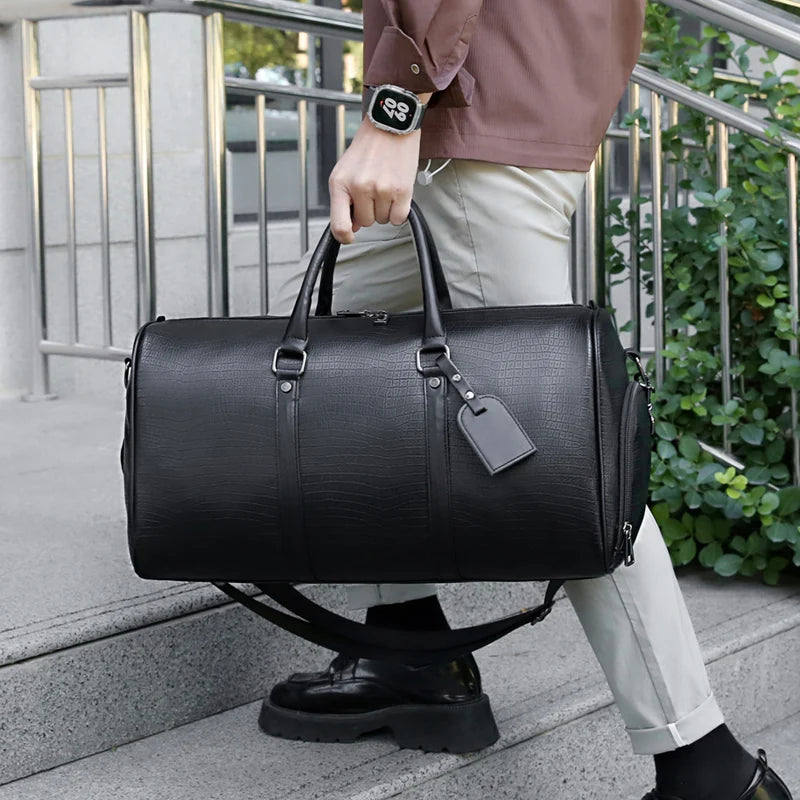 Sac weekend femme en cuir solide et premium Noir-ShopGET® 