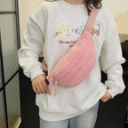 Sac banane velours côtelé rose femme