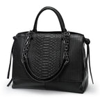 Sac cabas en cuir noir femme Noir-ShopGET® 