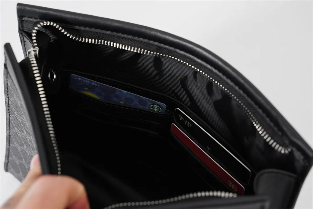 Pochette homme vintage cuir simple Noir / 26 x 5 x 19cm-ShopGET® 