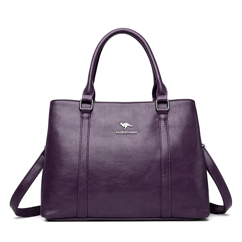 Sac cabas en cuir à bandoulière pour femme Jaune-Bleu-Wine Rouge-Noir-Pourpre-Gris-ShopGET® 
