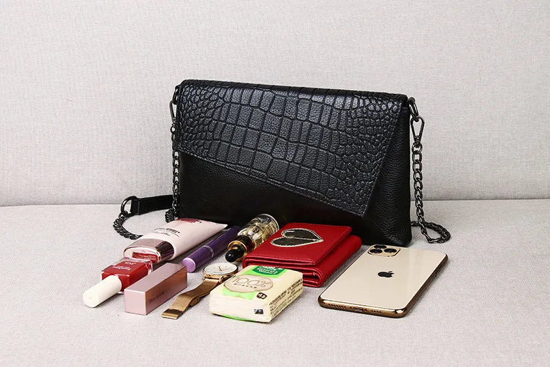 Pochette femme sac en cuir Rouge-Pourpre-Noir-ShopGET® 