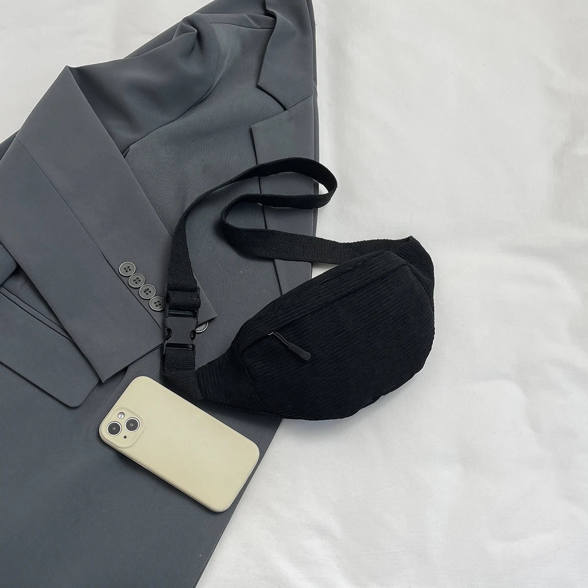 Sac banane velours beige pour femme - ShopGET®