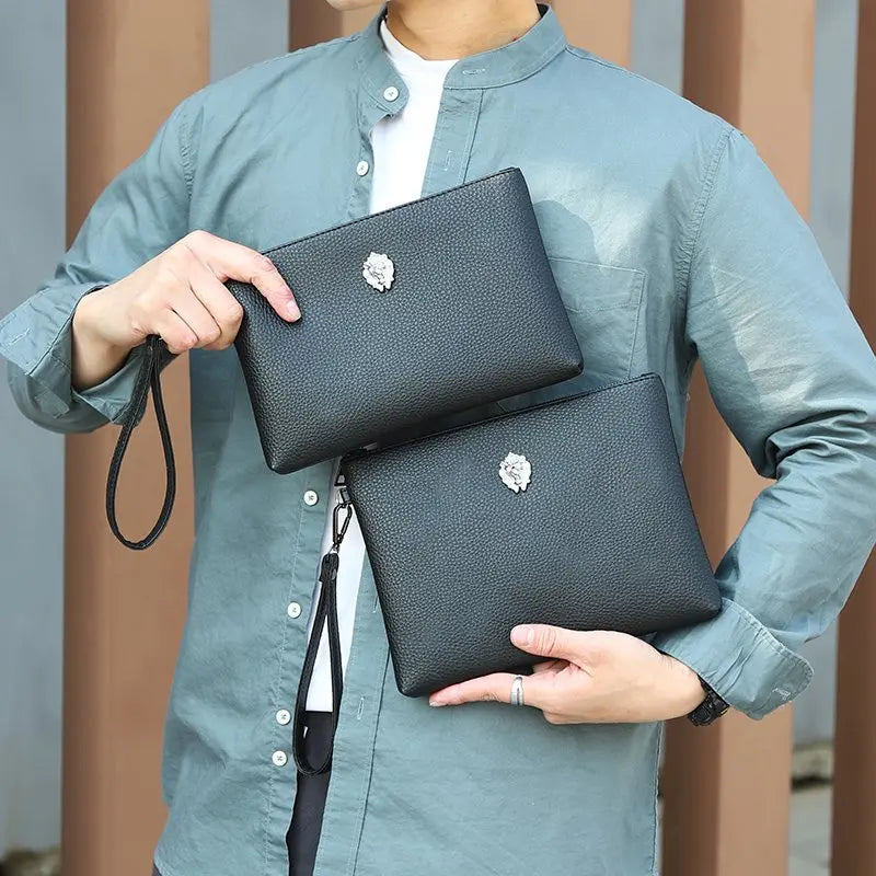 Pochette homme mode de luxe Argenté / 25cm x 16cm x 2cm-Argenté / 25cm x 19cm x 2cm-Noir / 25cm x 19cm x 2cm-Noir / 25cm x 16cm x 2cm-ShopGET® 