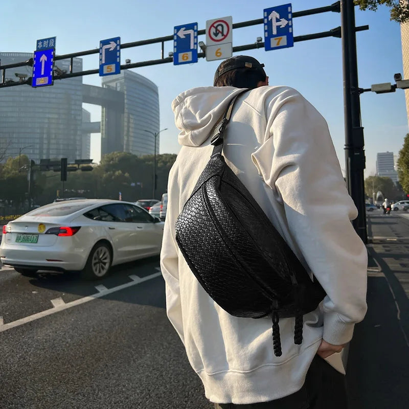 Grand sac banane  pour homme en cuir