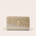 Pochette femme or en forme d'enveloppe champagne / 23 x 6 x 14cm-Argent / 23 x 6 x 14cm-Dorée / 23 x 6 x 14cm-ShopGET® 