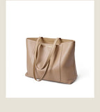 Sac cabas en cuir grand et simple Marron-Gris-ShopGET® 