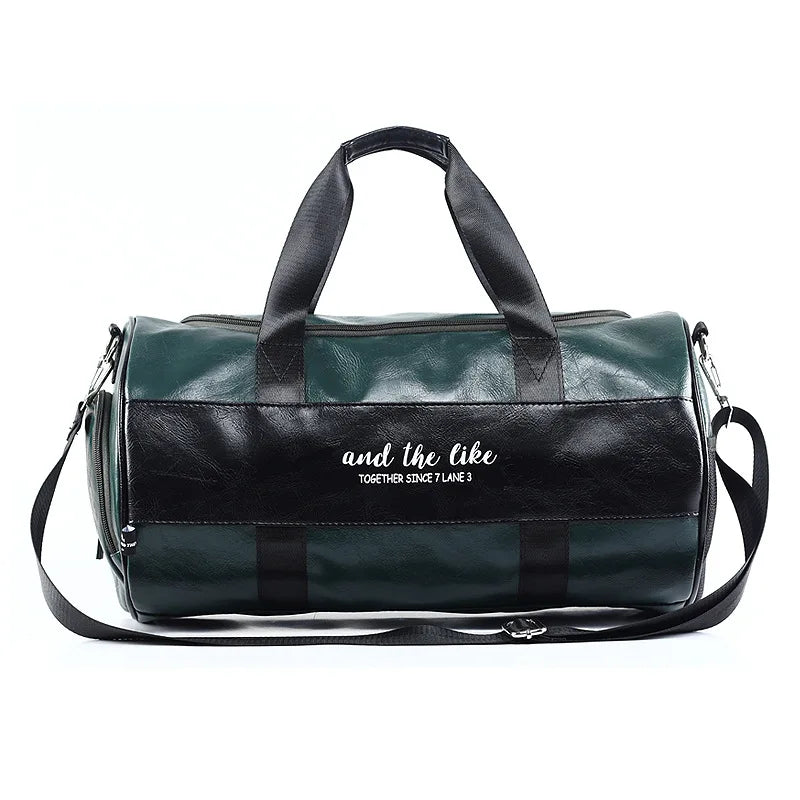 Sac polochon étanche en cuir Noir A-Noir B-Vert A-Noir Jaune-Vert B-ShopGET® 