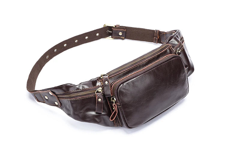 Sac banane en cuir noir