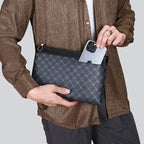 Pochette homme plaid en forme d'enveloppe Noir / 30cm x 19cm x 2cm-Noir / 27cm x 17cm x 2cm-ShopGET® 