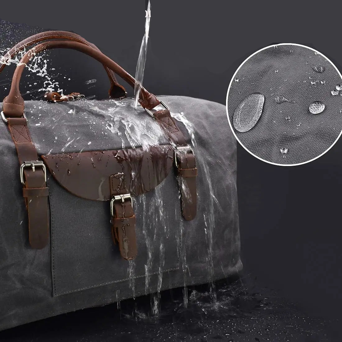 Sac weekend homme en cuir à grande capacité Camouflage-Kaki-Gris-ShopGET® 