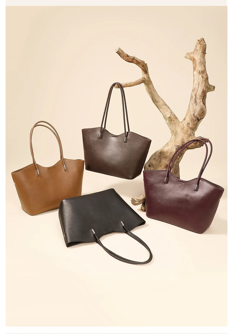 Sac cabas en cuir  souple femme Burgundy-Noir-Café-Marron-ShopGET® 