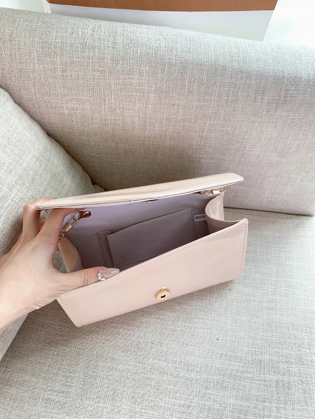 Pochette femme bandoulière minimaliste Kaki-Noir-Blanc-ShopGET® 