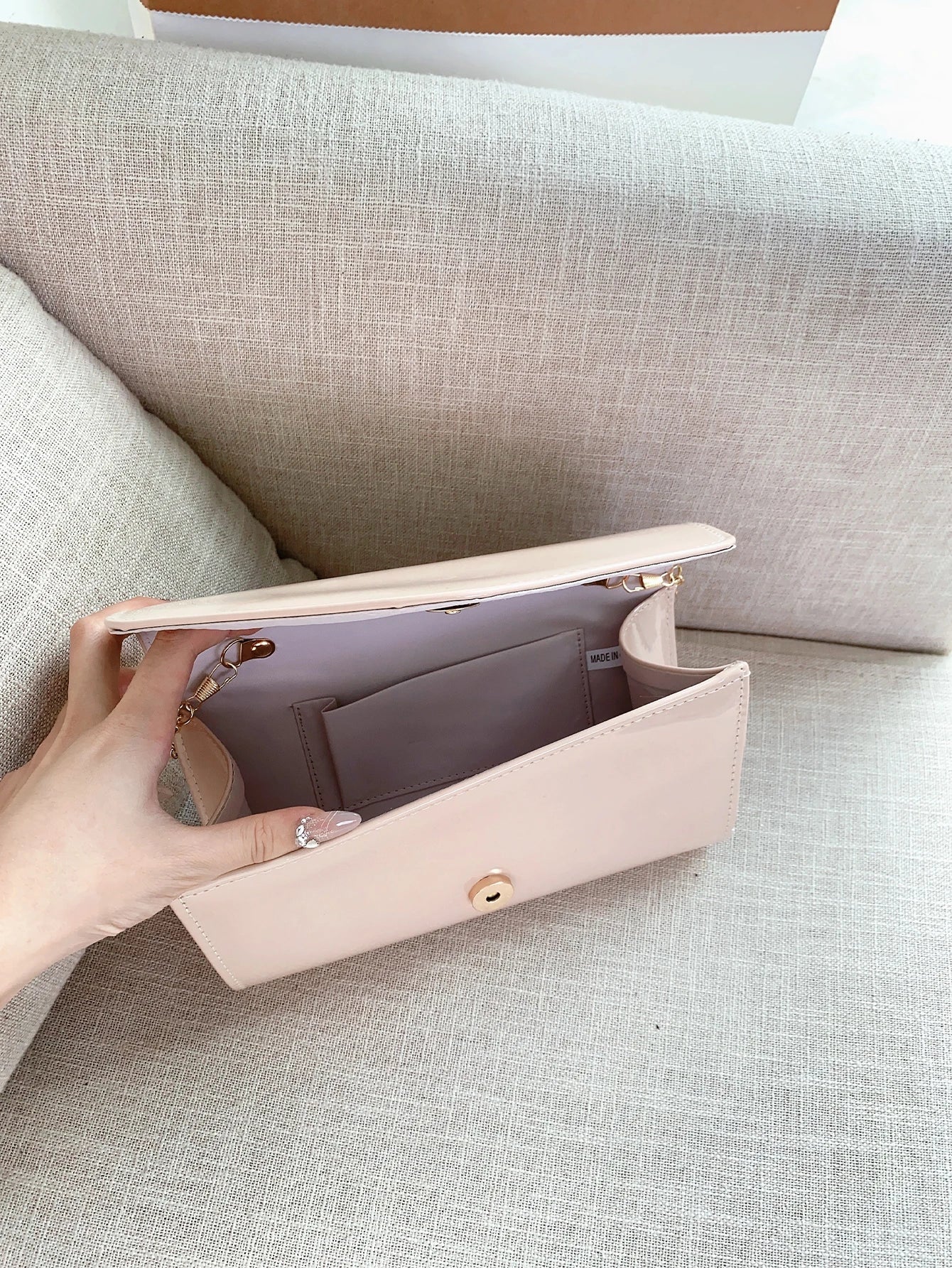 Pochette femme bandoulière minimaliste Kaki-Noir-Blanc-ShopGET® 