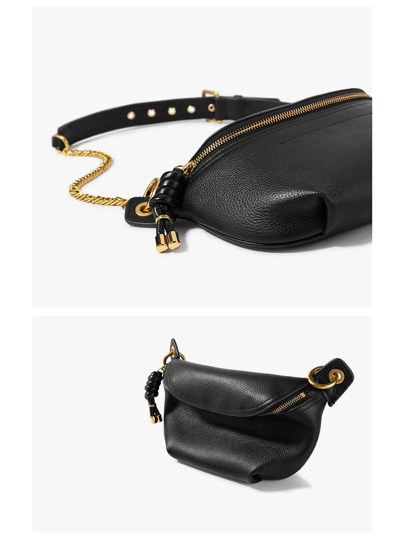 Sac banane en cuir marron authentique