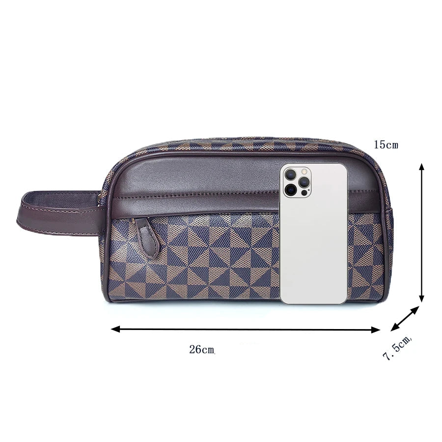 Sacoche pochette homme  en cuir Marron-Noir-ShopGET® 