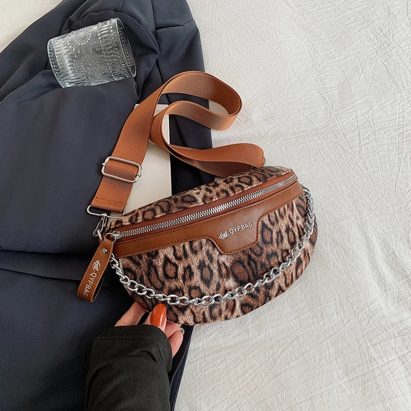 Sac banane léopard voyage à chaine