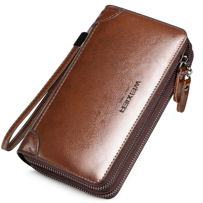 Pochette homme cuir brillant Noir / 21cm5cm12cm-Marron / 21cm5cm12cm-ShopGET® 