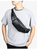 Sac banane en cuir noir