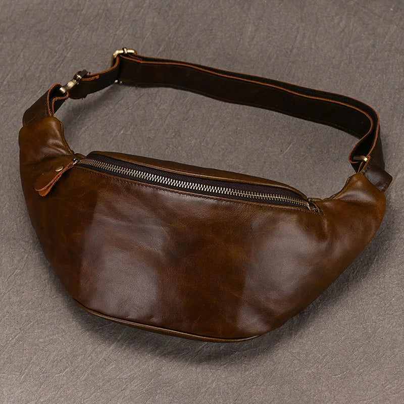 Sac banane en cuir solide pour homme