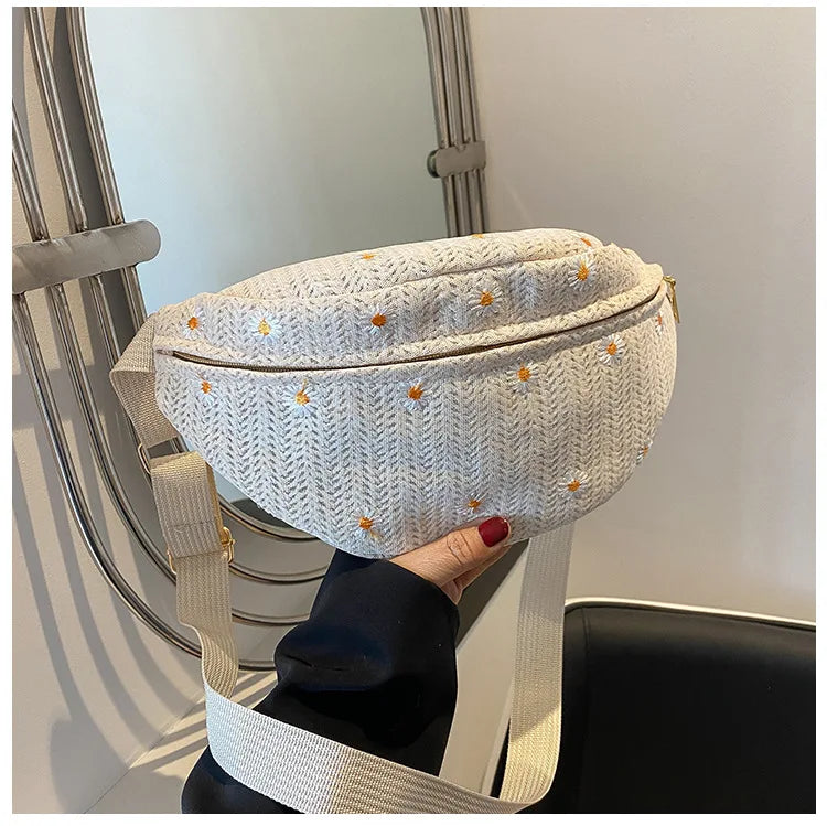 Sac banane femme paille fleurs - ShopGET®