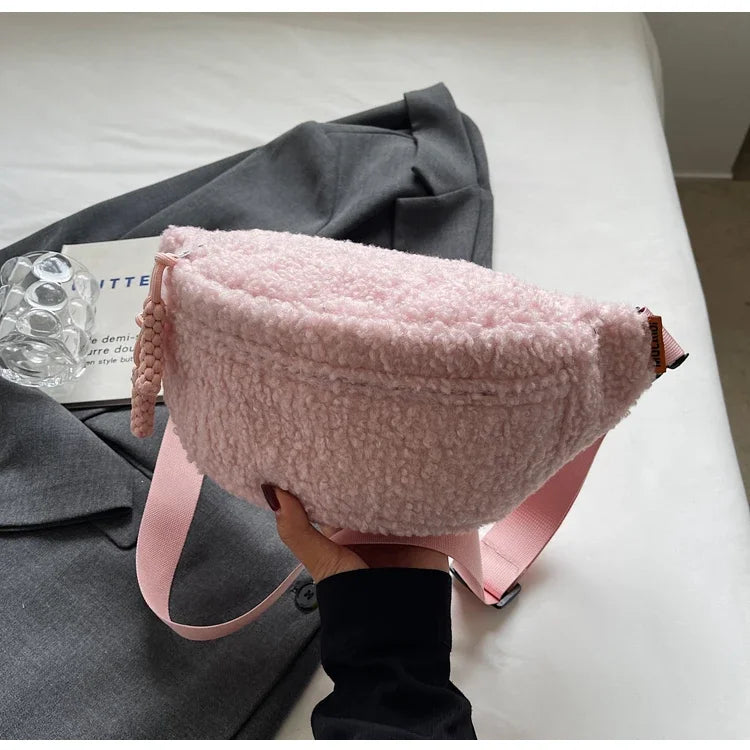 Grand sac banane velours pour femme