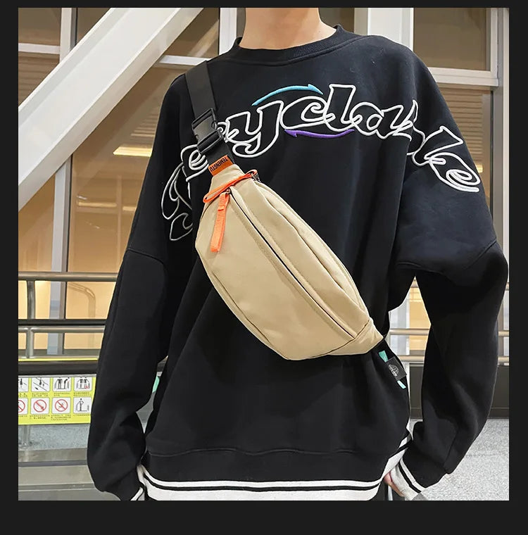 Sac banane blanc en tissu pour homme