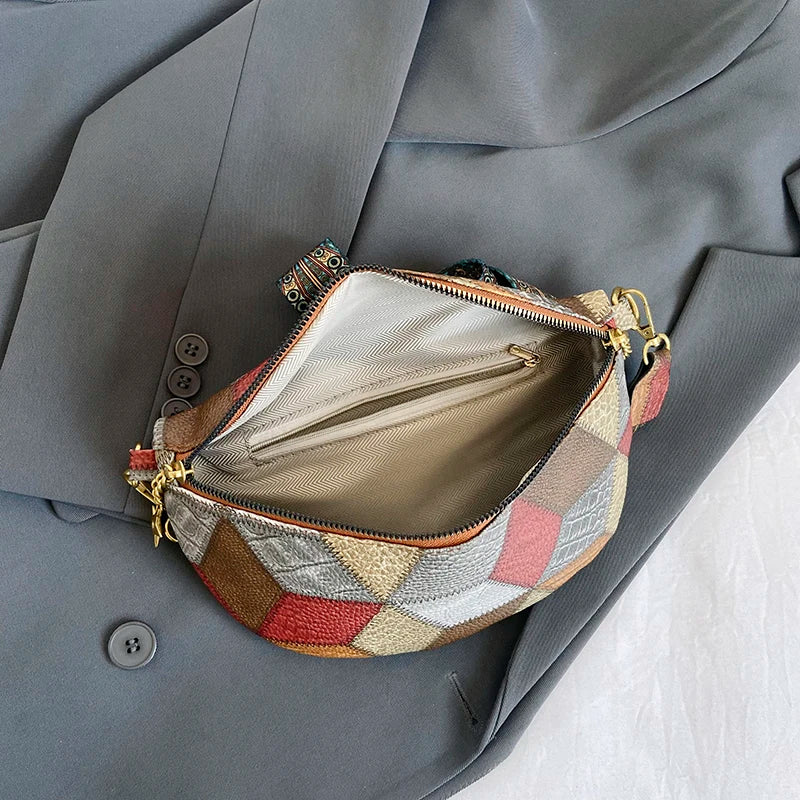 Grand sac banane en cuir femme