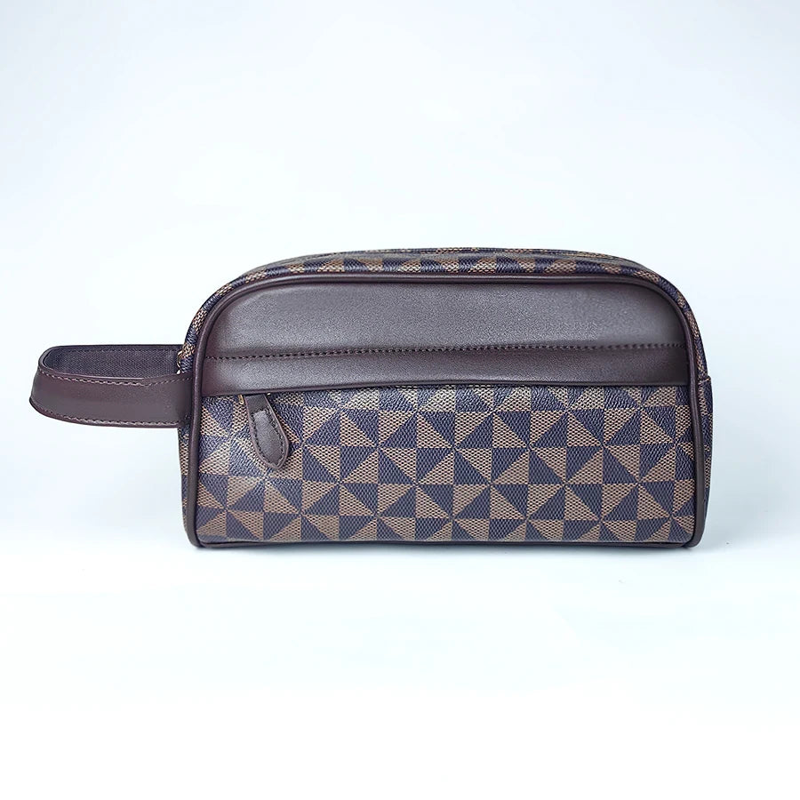 Sacoche pochette homme  en cuir Marron-Noir-ShopGET® 