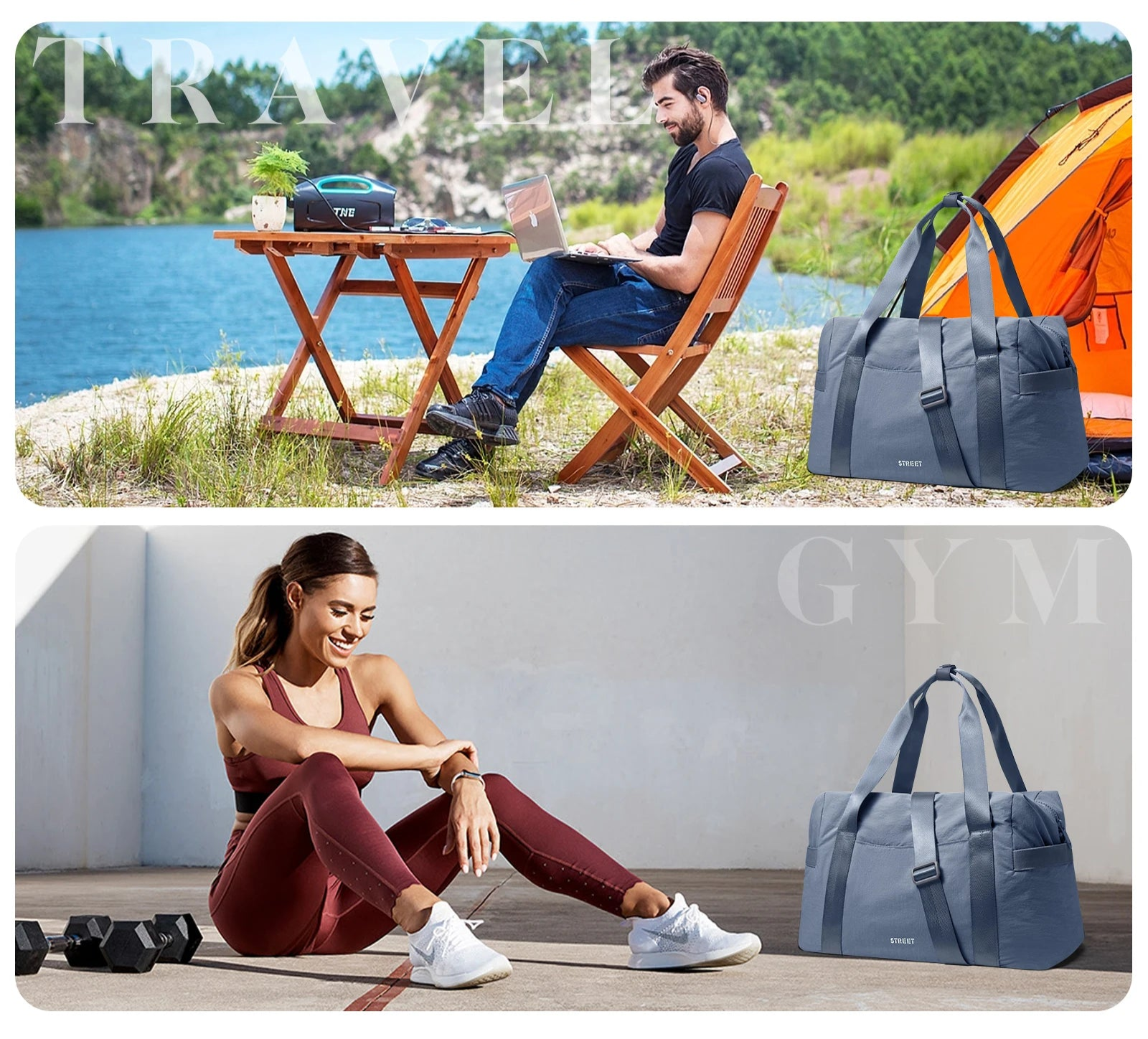 Sac weekend homme Karl alexander Beige-Vert-Bleu-Noir-ShopGET® 