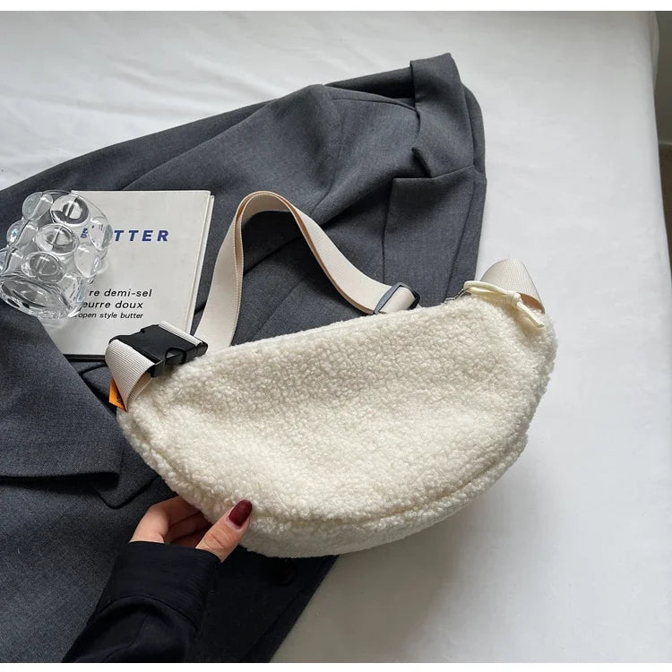 Grand sac banane velours pour femme