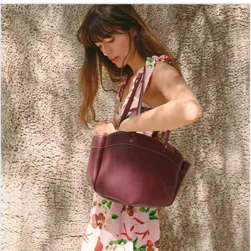 Mini sac cabas en cuir pour les femmes Magneta Couleur-Marron-Noir-ShopGET® 