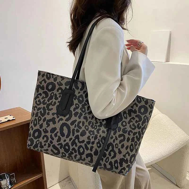 Sac cabas femme léopard Noir-Marron-ShopGET® 