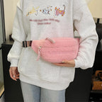 Sac banane velours côtelé rose femme