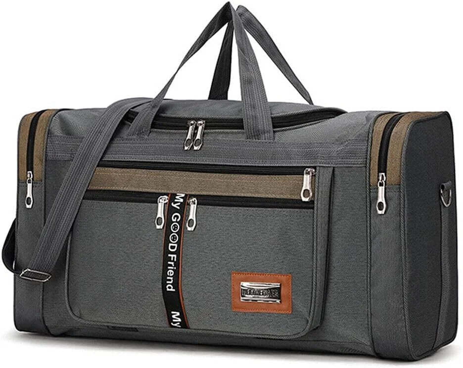 Sac weekend homme 60L grand et large Gris-Kaki-Noir-ShopGET® 