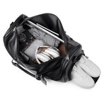 Sac weekend femme en cuir solide et premium Noir-ShopGET® 