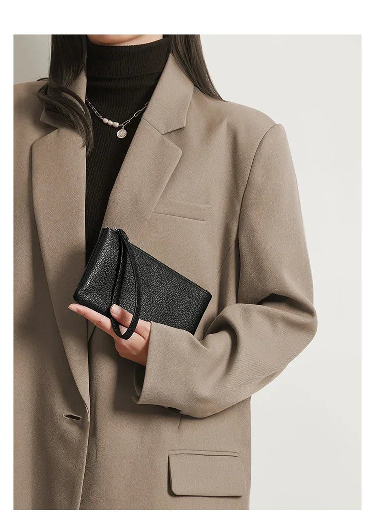 Pochette femme cuir noir Noir / 20cmx1cmx11cm-ShopGET® 