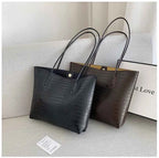 Sac cabas femme noir en cuir sans accessoires Noir / 30x32x8cm-Marron / 30x32x8cm-ShopGET® 