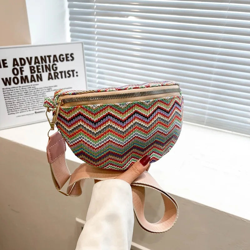 sac banane femme tendance à rayures ondulées