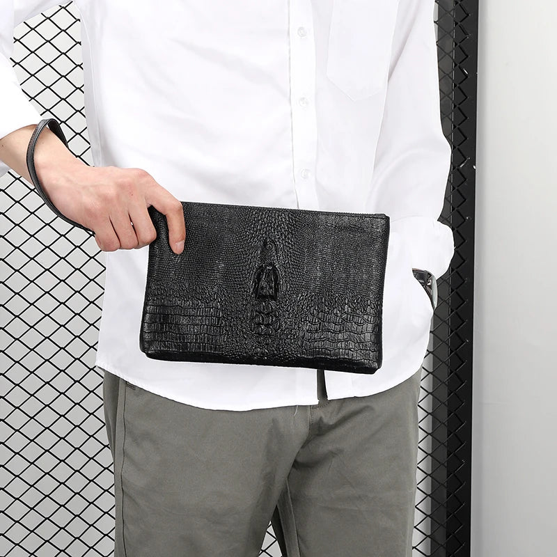 Pochette homme plat en cuir de haut qualité A / 24cm x 16cm x 2cm-B / 24cm x 16cm x 2cm-C / 24cm x 16cm x 2cm-D / 24cm x 16cm x 2cm-ShopGET® 