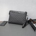 Petite pochette homme  luxe en plaid Noir-ShopGET® 