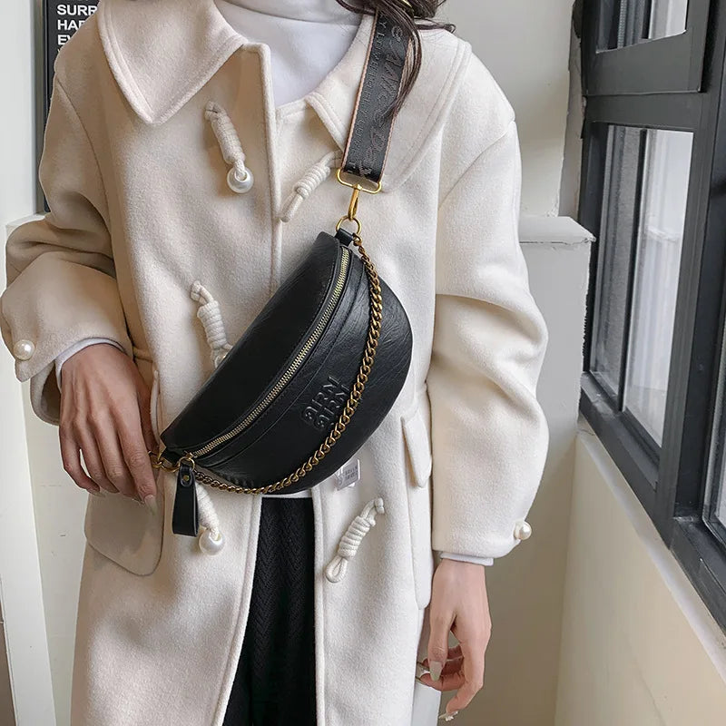 Sac banane femme chic solide avec chaine