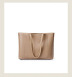 Sac cabas en cuir grand et simple Marron-Gris-ShopGET® 