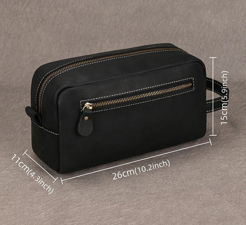 Trousse de toilette homme cuir noir à suspendre - ShopGET®