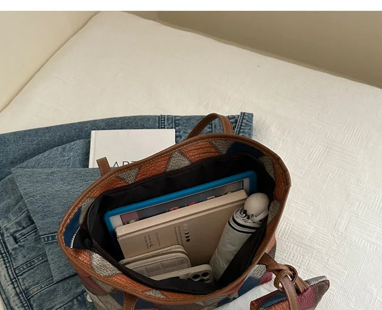 Sac cabas femme vintage Marron / 36x25x12cm-Argenté / 36x25x12cm-Beige / 36x25x12cm-Noir / 36x25x12cm-Multicolore / 36x25x12cm-ShopGET® 