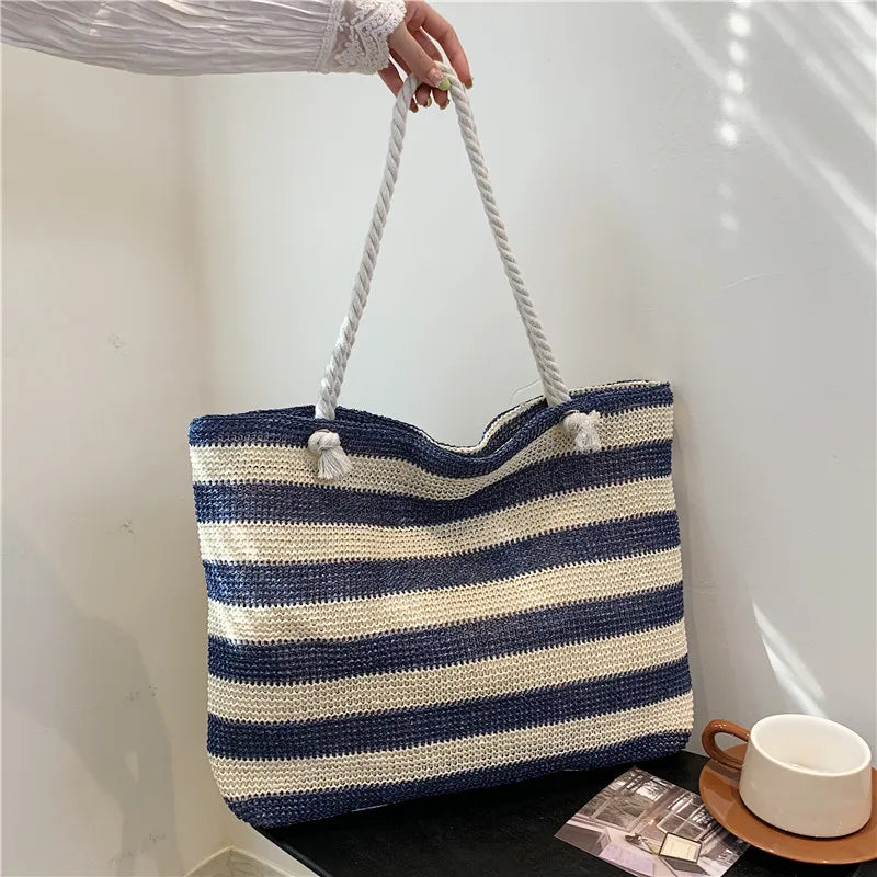 Cabas sac de plage Rouge-Bleu-Kaki-Noir-ShopGET® 