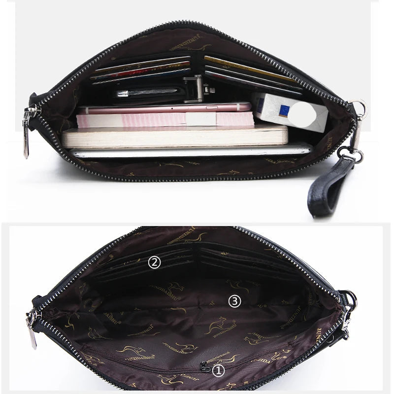 Pochette homme de luxe à fermeture éclaire Sombre / 19cm x 29cm x 3cm-Sombre / 17cm x 27cm x 3cm-ShopGET® 