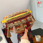 sac banane femme tendance tissé à pompon